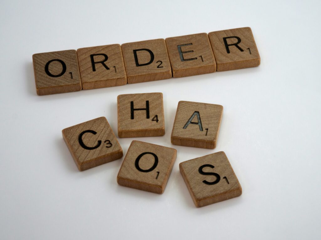 Overwhelm to order scrabble tiles (from chaos)