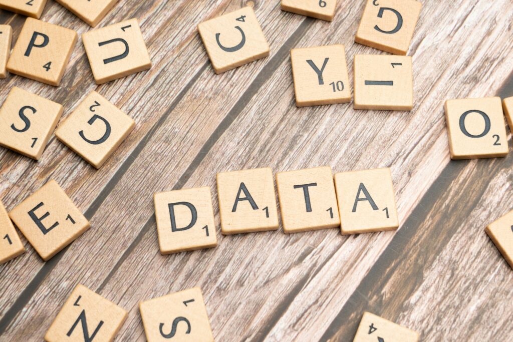 Scrabble letters spelling DATA